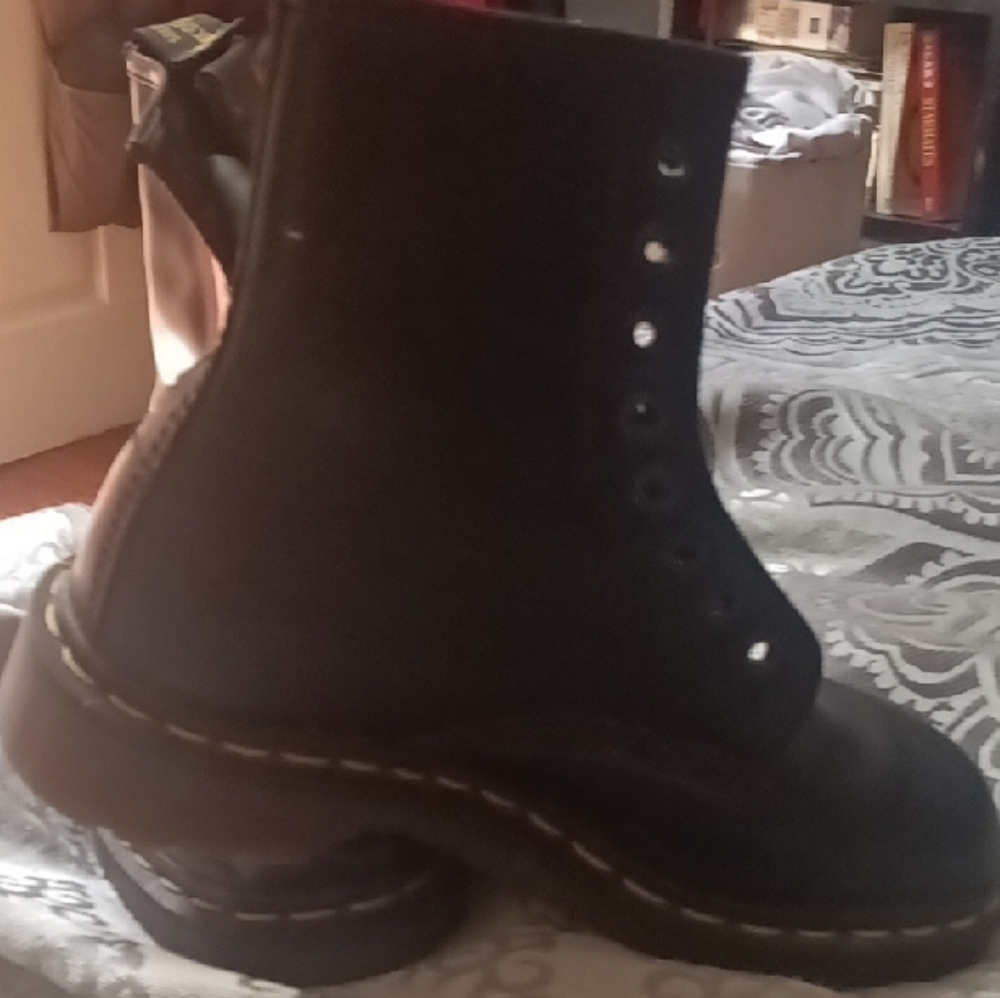 Dr. Martens Black Boots with Yellow Stitching